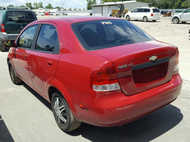 KL1TD52655B314021 - 2005 CHEVROLET AVEO BASE Rouge photo 3