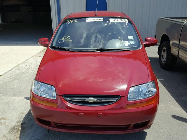 KL1TD52655B314021 - 2005 CHEVROLET AVEO BASE Rouge photo 9