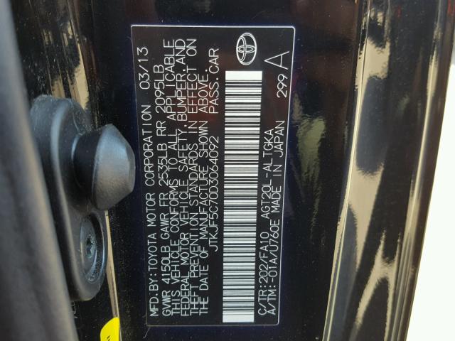 JTKJF5C70D3064092 - 2013 TOYOTA SCION TC 黑色 照片 10