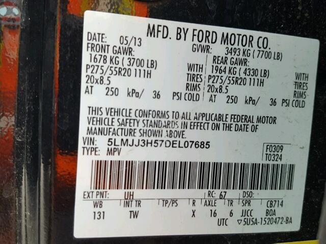 5LMJJ3H57DEL07685 - 2013 LINCOLN NAVIGATOR BLACK photo 10