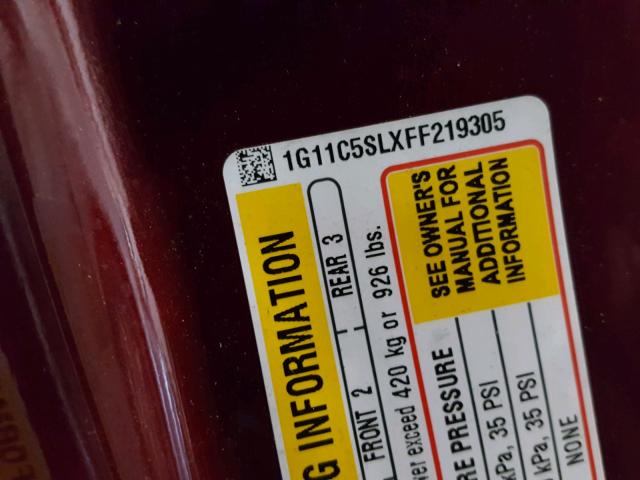 1G11C5SLXFF219305 - 2015 CHEVROLET MALIBU 1LT BURGUNDY photo 10