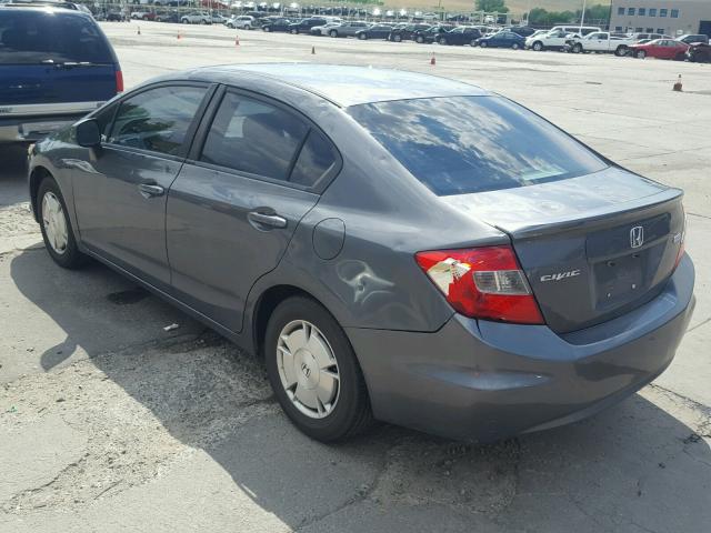 2HGFB2F6XCH514841 - 2012 HONDA CIVIC HF GRAY photo 3