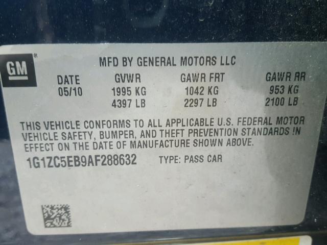 1G1ZC5EB9AF288632 - 2010 CHEVROLET MALIBU 1LT 蓝色 照片 10