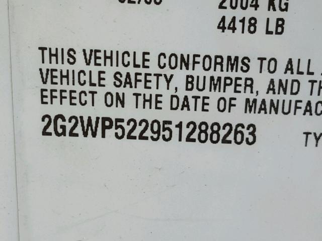 2G2WP522951288263 - 2005 PONTIAC GRAND PRIX Ağ foto 10