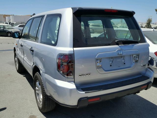 5FNYF18157B018848 - 2007 HONDA PILOT LX SILVER photo 3