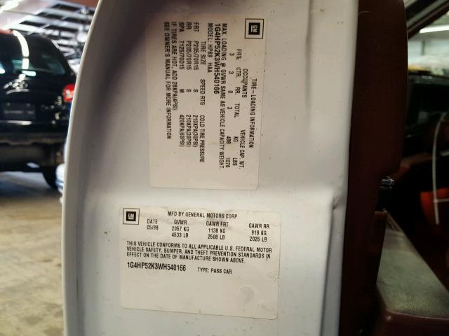 1G4HP52K3WH540166 - 1998 BUICK LESABRE CU WHITE photo 10