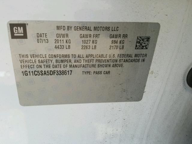 1G11C5SA5DF338617 - 2013 CHEVROLET MALIBU 1LT WHITE photo 10