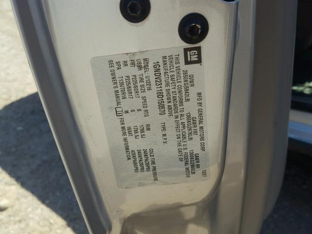 1GNDV23118D150570 - 2008 CHEVROLET UPLANDER L ვერცხლისფერი ფოტო 10