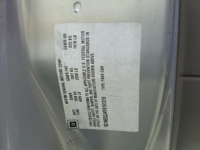 1G1NE52J4Y6191319 - 2000 CHEVROLET MALIBU LS 银色 照片 10