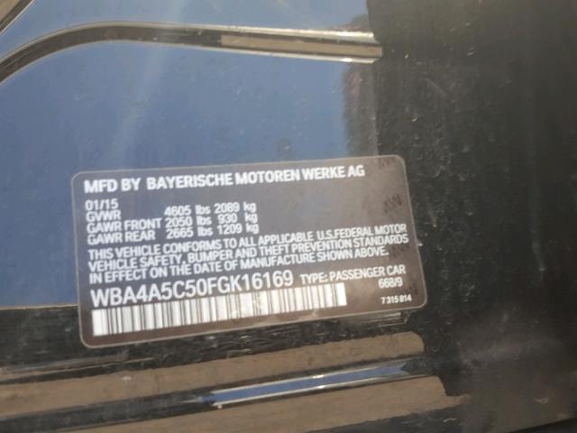 WBA4A5C50FGK16169 - 2015 BMW 428 I BLACK photo 10