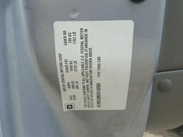 1G1NE52MXX6192984 - 1999 CHEVROLET MALIBU LS 灰色 照片 10