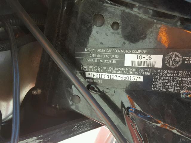 1HD1FC4127Y650157 - 2007 HARLEY-DAVIDSON FLHTCUI RED photo 10