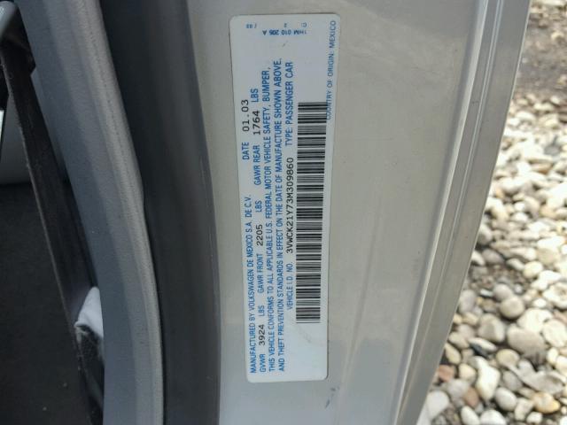 3VWCK21Y73M309860 - 2003 VOLKSWAGEN NEW BEETLE 银色 照片 10