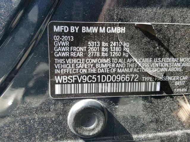 WBSFV9C51DD096672 - 2013 BMW M5 BLACK photo 10