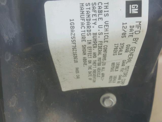 1G8AZ55F76Z163618 - 2006 SATURN ION LEVEL BLACK photo 10