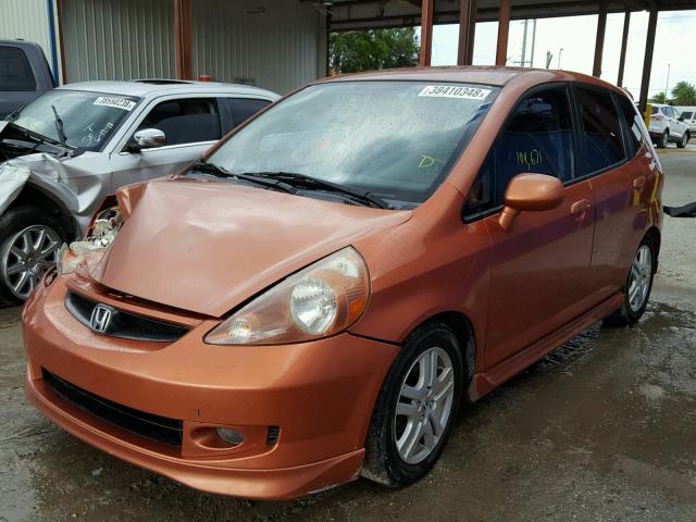 JHMGD37617S001752 - 2007 HONDA FIT S ORANGE photo 2