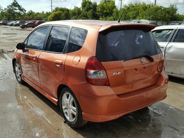 JHMGD37617S001752 - 2007 HONDA FIT S ORANGE photo 3