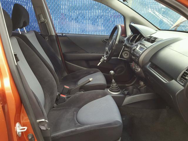 JHMGD37617S001752 - 2007 HONDA FIT S ORANGE photo 5