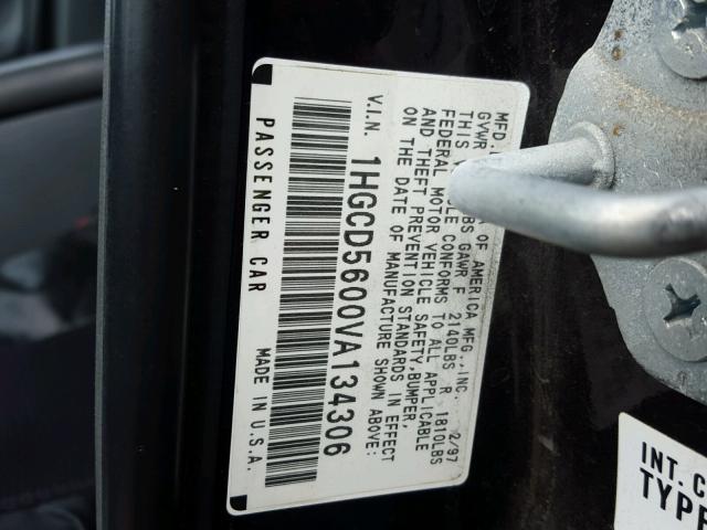 1HGCD5600VA134306 - 1997 HONDA ACCORD SE PURPLE photo 10