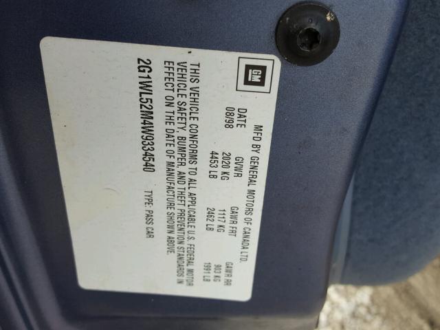 2G1WL52M4W9334540 - 1998 CHEVROLET LUMINA BAS 蓝色 照片 10