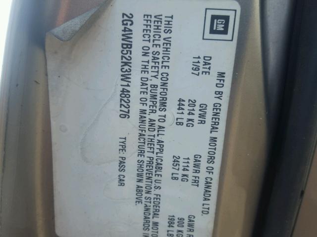 2G4WB52K3W1482276 - 1998 BUICK REGAL LS TAN photo 10