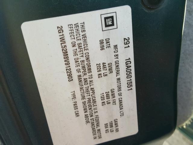 2G1WL52M8V9122903 - 1997 CHEVROLET LUMINA BAS მწვანე ფოტო 10