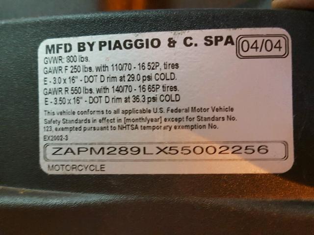 ZAPM289LX55002256 - 2005 PIAGGIO BV 200 BLACK photo 10