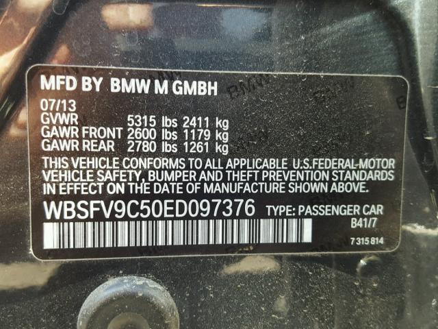 WBSFV9C50ED097376 - 2014 BMW M5 BLACK photo 10