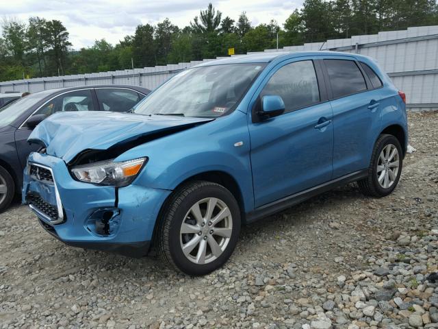 4A4AR3AU5EE013875 - 2014 MITSUBISHI OUTLANDER BLUE photo 2