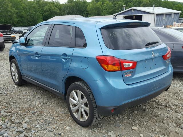 4A4AR3AU5EE013875 - 2014 MITSUBISHI OUTLANDER BLUE photo 3