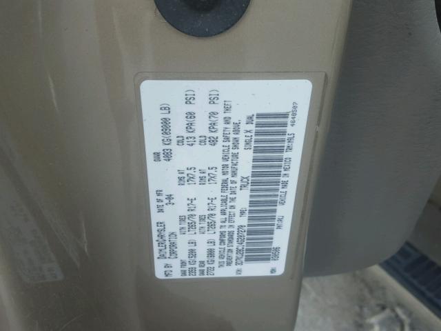 3D7KU28C14G207270 - 2004 DODGE RAM 2500 S GOLD photo 10