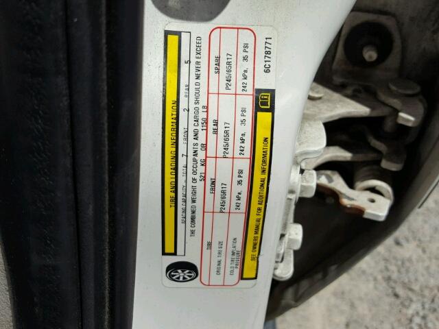 1J8HG58N16C178771 - 2006 JEEP COMMANDER WHITE photo 10