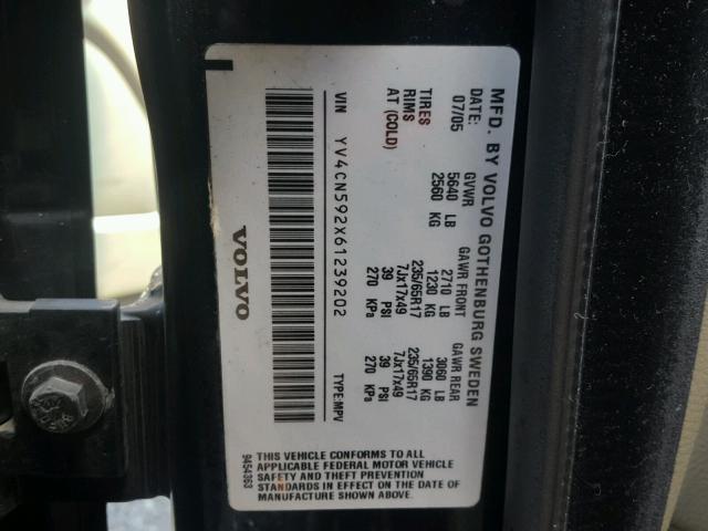 YV4CN592X61239202 - 2006 VOLVO XC90 BLACK photo 10