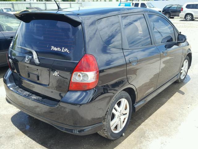 JHMGD38677S002998 - 2007 HONDA FIT S BLACK photo 4