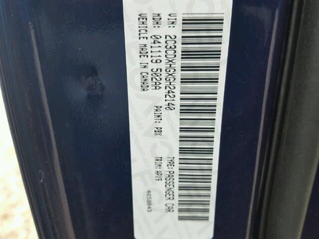 2C3CDXHGXGH242140 - 2016 DODGE CHARGER SX BLUE photo 10