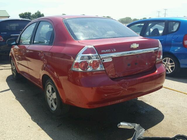 KL1TD56697B074033 - 2007 CHEVROLET AVEO BASE Қызыл фото 3