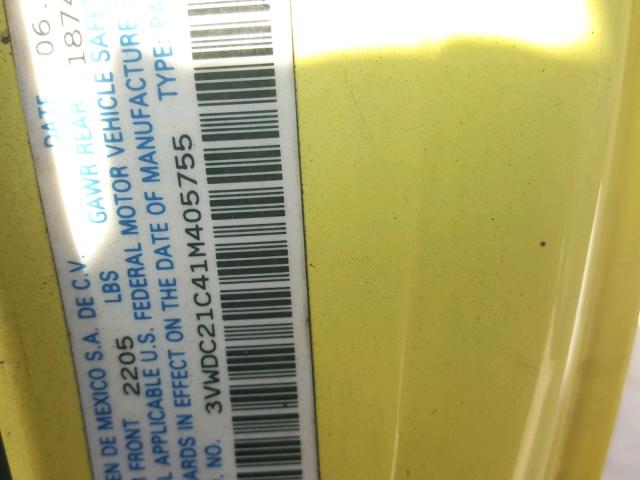 3VWDC21C41M405755 - 2001 VOLKSWAGEN NEW BEETLE ყვითელი ფოტო 10