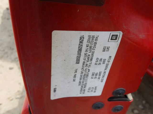 1G2WJ52M0XF293608 - 1999 PONTIAC GRAND PRIX RED photo 10