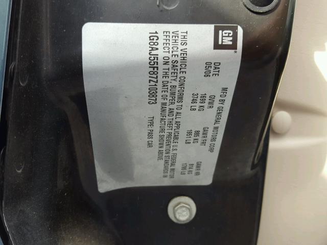 1G8AJ55F87Z103873 - 2007 SATURN ION LEVEL GREEN photo 10