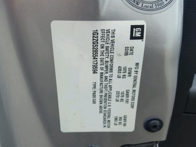 1G2ZG528554179594 - 2005 PONTIAC G6 GRAY photo 10