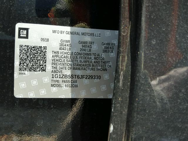 1G1ZB5ST6JF229330 - 2018 CHEVROLET MALIBU LS Qara foto 10