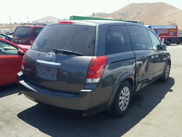 5N1BV28U88N111323 - 2008 NISSAN QUEST S GRAY photo 4