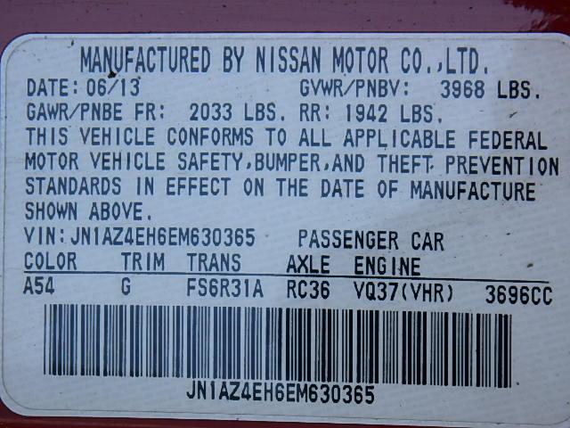 JN1AZ4EH6EM630365 - 2014 NISSAN 370Z BASE RED photo 10