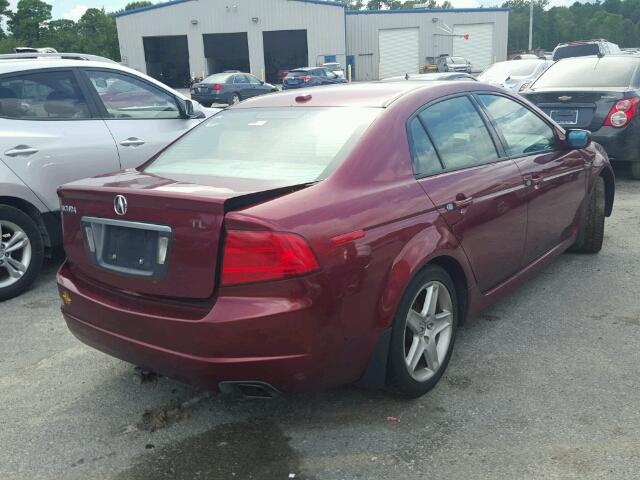 19UUA662X5A057058 - 2005 ACURA TL BURGUNDY photo 4