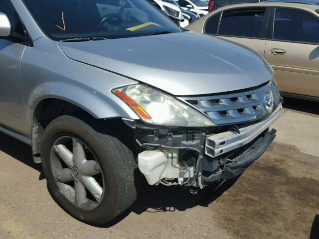 JN8AZ08W85W425669 - 2005 NISSAN MURANO SL SILVER photo 9