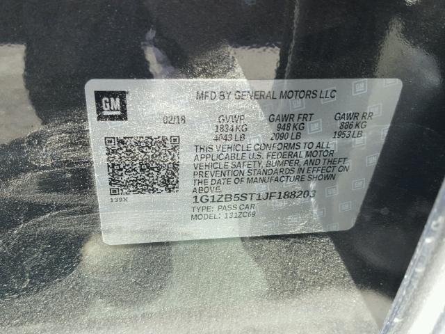 1G1ZB5ST1JF188203 - 2018 CHEVROLET MALIBU LS Grafit foto 10