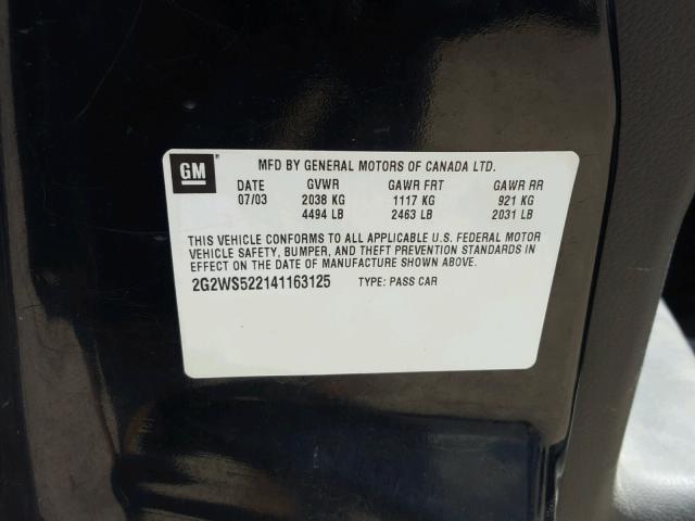 2G2WS522141163125 - 2004 PONTIAC GRAND PRIX BLACK photo 10