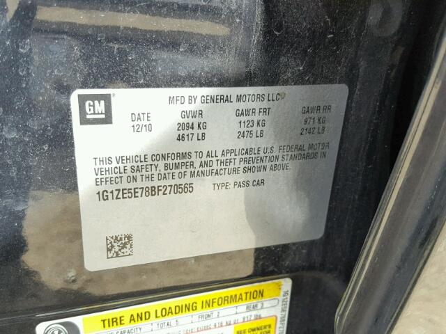 1G1ZE5E78BF270565 - 2011 CHEVROLET MALIBU LTZ 黑色 照片 10