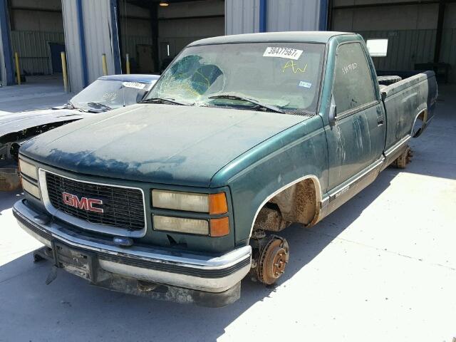 1GTEK14M2VZ526040 - 1997 GMC SIERRA GREEN photo 2