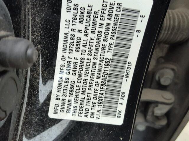 19XFA1F88AE011962 - 2010 HONDA CIVIC EX 黑色 照片 10